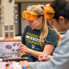 Science students work in a lab